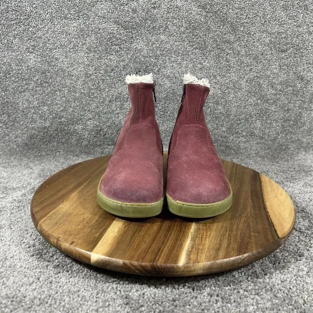 Birkenstock Lille Kids Size 13 N Red Suede Fleece Lined Zip Up Winter Boots Used